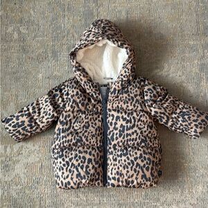 Baby GAP Brown Leopard Print Hooded Baby Girls Winter Jacket